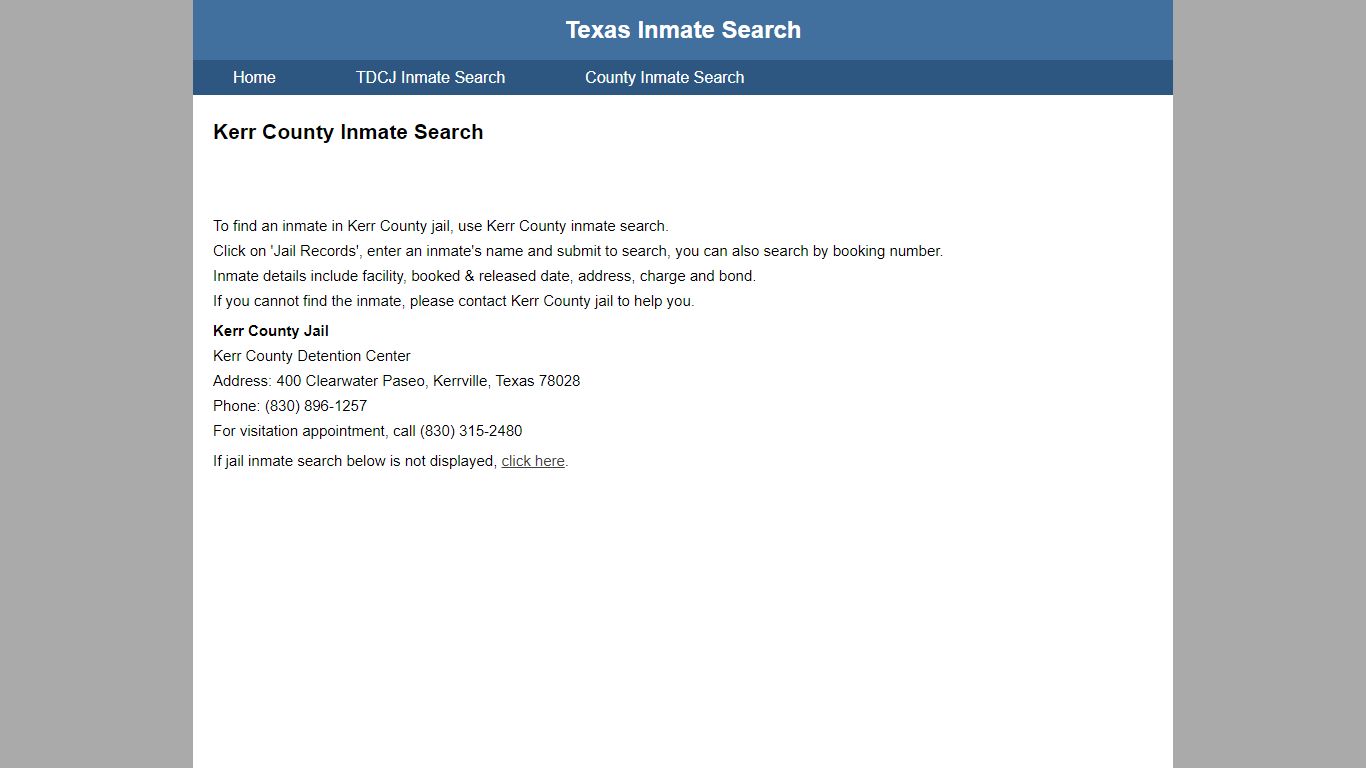 Kerr County Jail Inmate Search